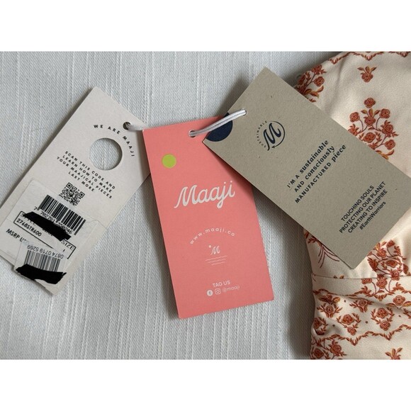 MAAJI Bath Stamp Eloise Long Line Triangle Reversible Bikini Top Sz L New - Picture 8 of 9